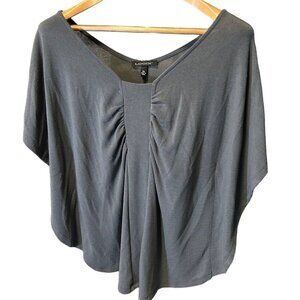 Logix Grey Half Sleeve Wide Neck Draped Tunic Top SZ Petite Small
